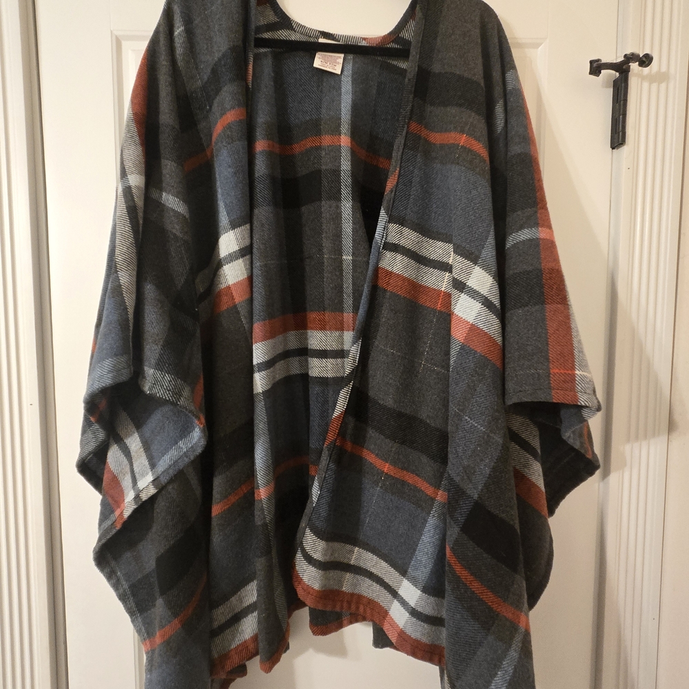Merona Plaid Cape in Blue, Black, and Red